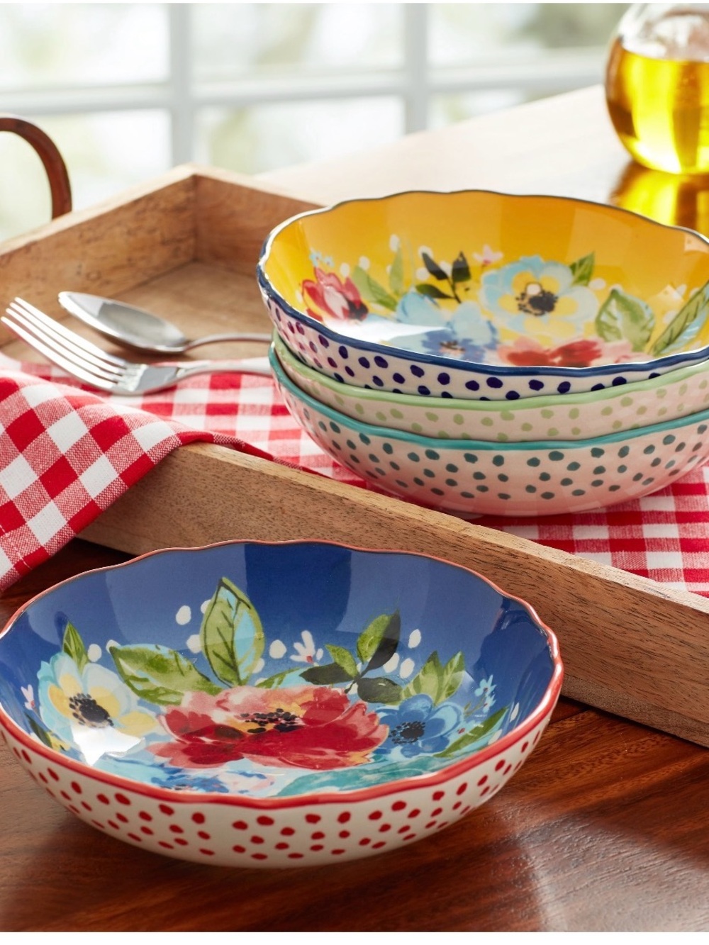 The Pioneer Woman Melody Floral Scalloped Pasta Bowls Set of 4